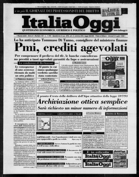 Italia oggi : quotidiano di economia finanza e politica